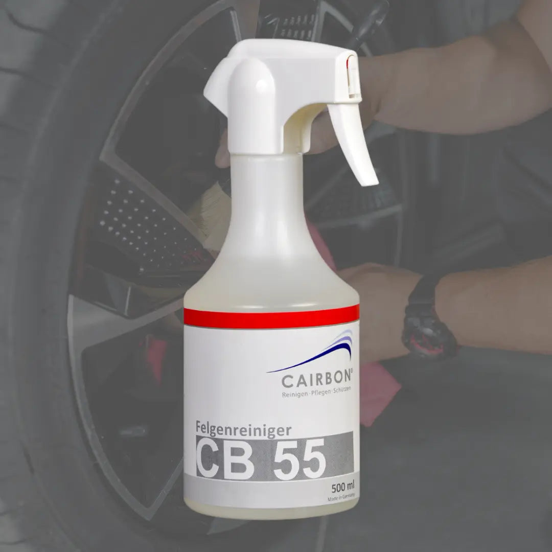 Cairbon CB 55 Felgenreiniger in Sprühflasche für lackierte Alufelgen, Alufelgen und Stahlfelgen.