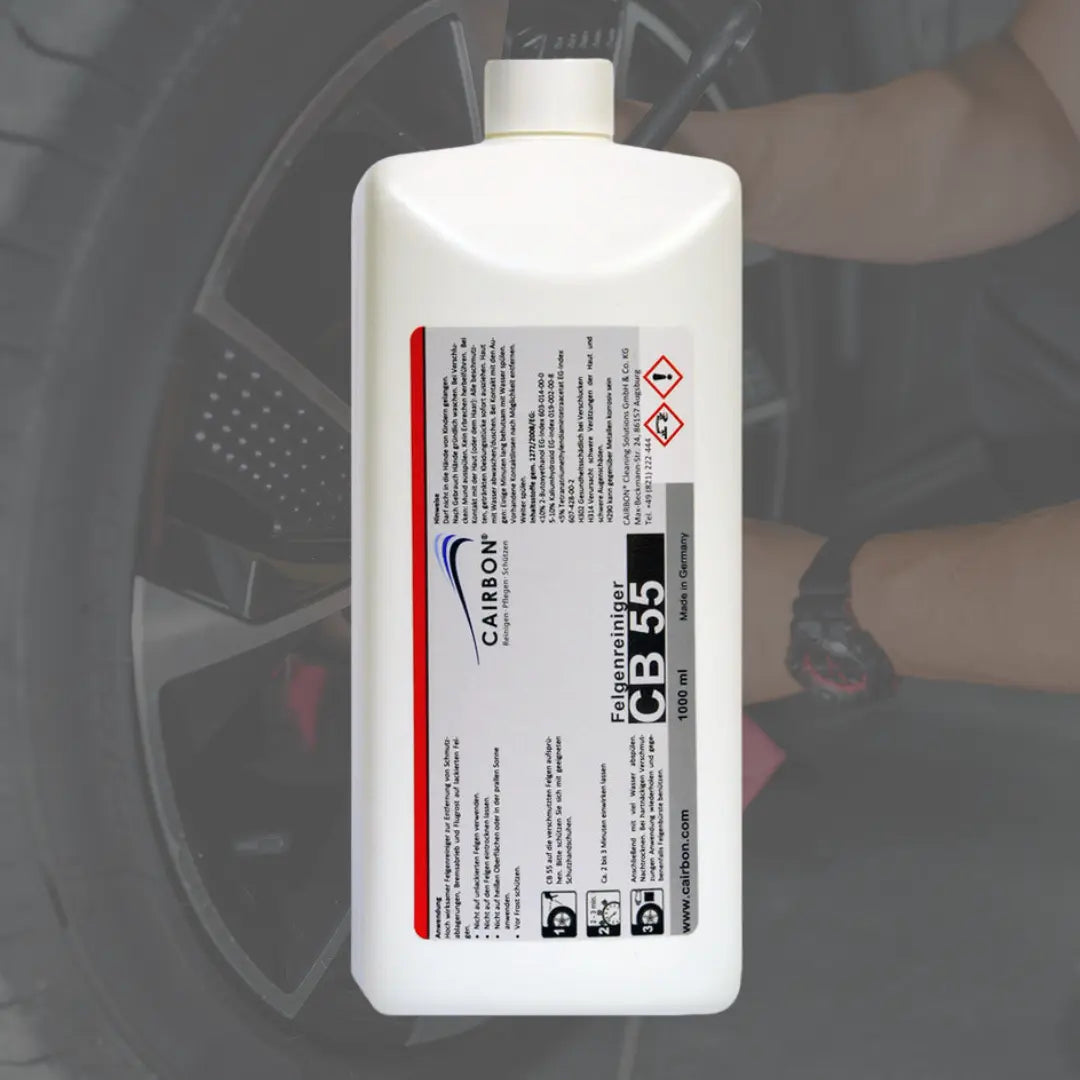 Kraftvoller Cairbon CB 55 Felgenreiniger zur Entfernung von Bremsstaub und Schmutz.